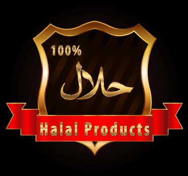 yüzde 100 Helal Gıda ürün etiketi kalkan-vektör eps10