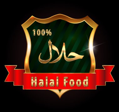 yüzde 100 Helal Gıda ürün etiketi kalkan-vektör eps10
