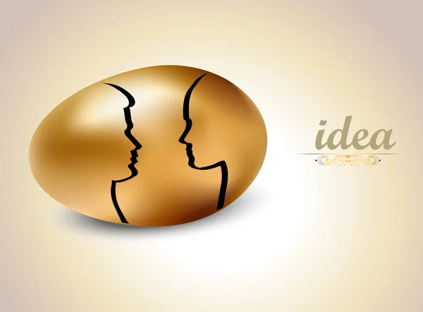 Egg with silhouettes Idea, Idea exchange concept - vector eps10 — Stock Vector