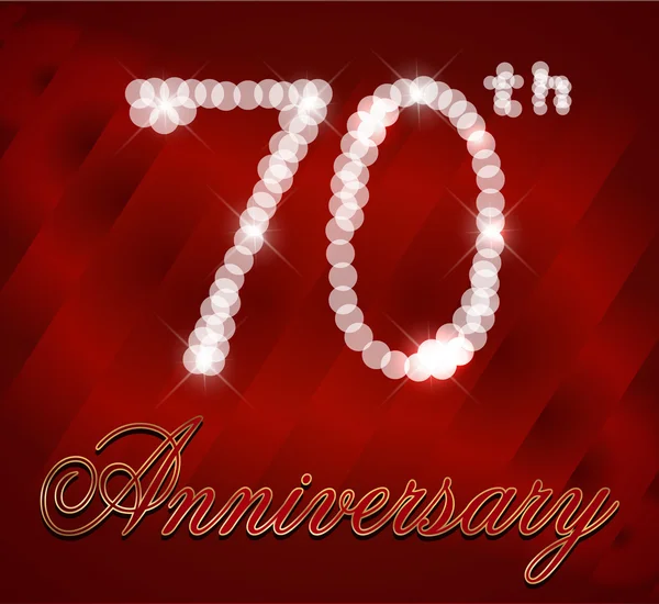 70 year happy birthday card, 70th anniversary sparkles — Stock Vector