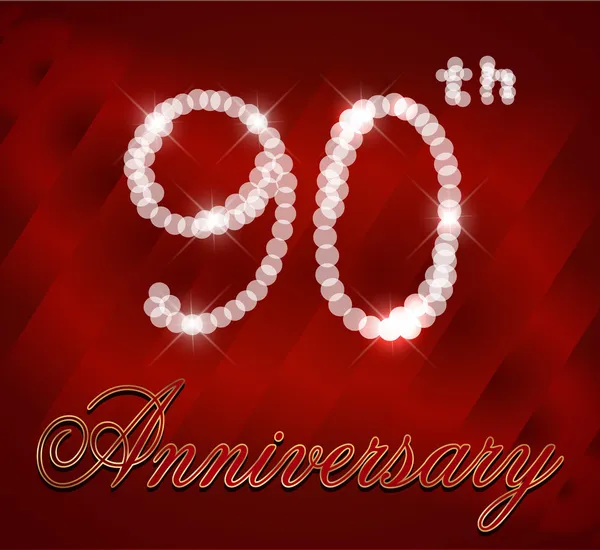 90 ans joyeux anniversaire carte, 90e anniversaire scintille — Image vectorielle