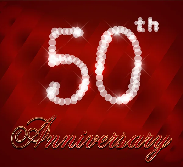 50 year happy birthday card, 50th anniversary sparkles — Stock Vector