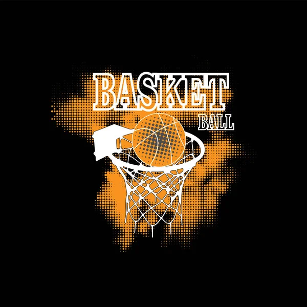 Aro Baloncesto Blanco Baloncesto Texto Punto Naranja Ilustración Vectorial — Vector de stock