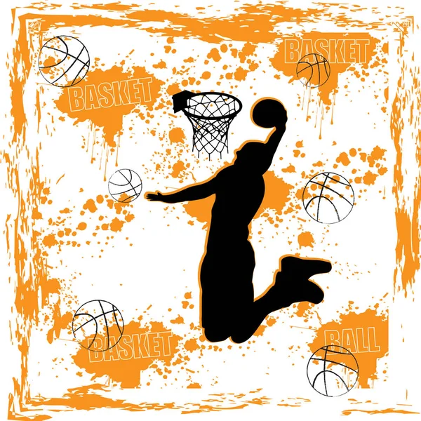 Vektorillustration Mit Basketballspieler Und Grunge Textur — Stockvektor