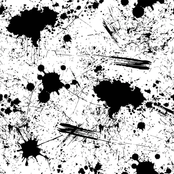 Nahtloses Grunge Muster Mit Schwarzen Flecken Auf Weißem Hintergrund — Stockvektor