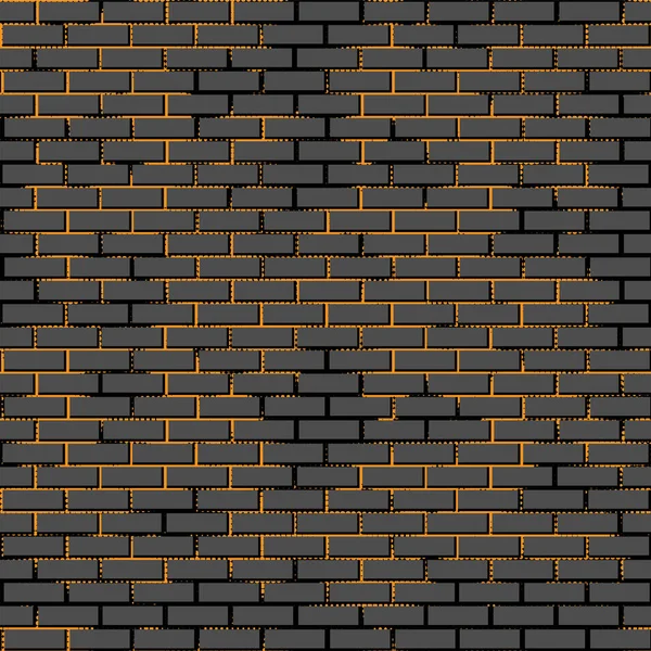 Abstract Seamless Pattern Gray Bricks Orange Grunge Black Background — Stock Vector