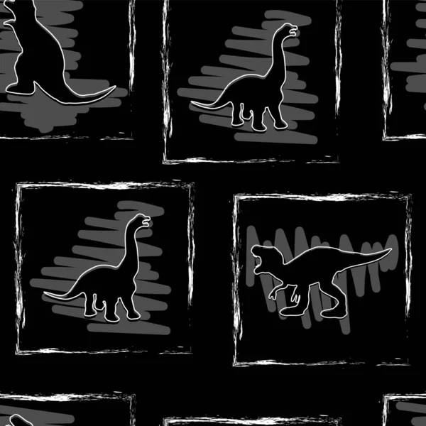 Безшовний Візерунок Динозаврами Геометричними Елементами — стоковий вектор
