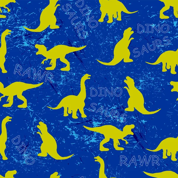 Sömlöst Dino Mönster För Barntextilier Dinosaurier Och Grunge Textur — Stock vektor