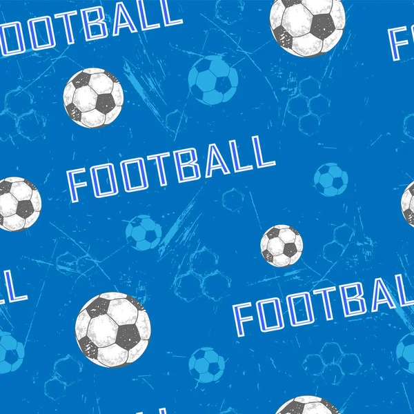 Fußball Nahtlose Muster Für Jungen Fußball Text Und Grunge Textur — Stockvektor