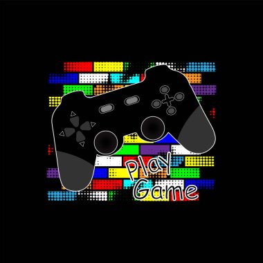 Çoklu renkli tuğlalarda oyun joystick 'i ile vektör illüstrasyonu.