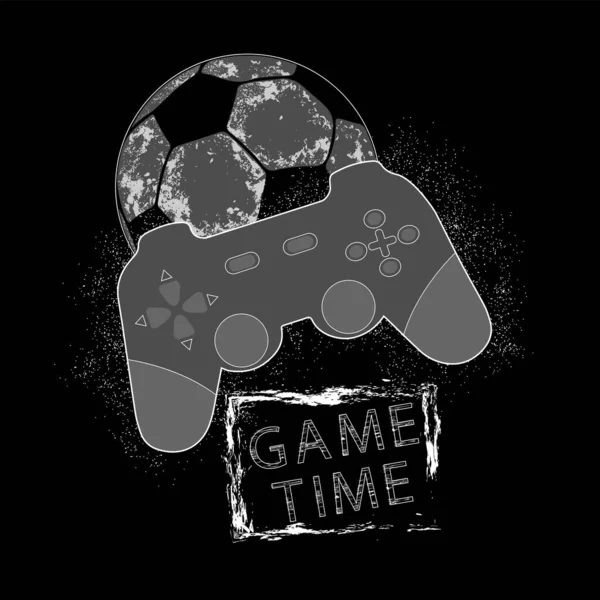 Modernes Shirt Design Für Jungs Spiel Joystick Ball Und Text — Stockvektor