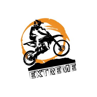 Motosikletli bir çocukla vektör çizimi. Tişört için modern tasarım