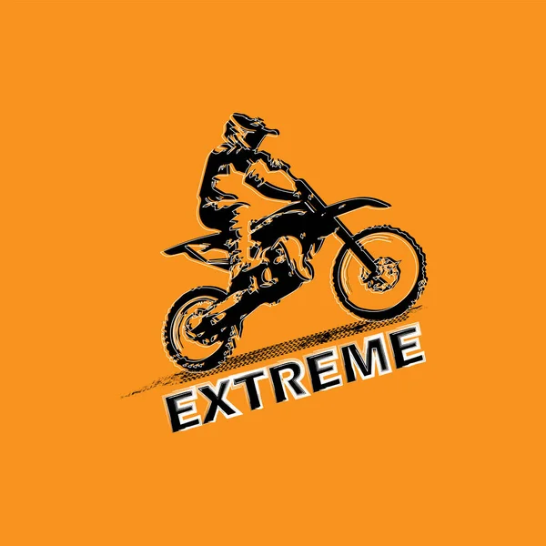Vektor Illustration Med Svart Motocross Och Text Extrem — Stock vektor