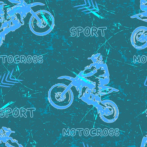 Modello Sportivo Ragazzi Con Motocross Grunge Blu — Vettoriale Stock