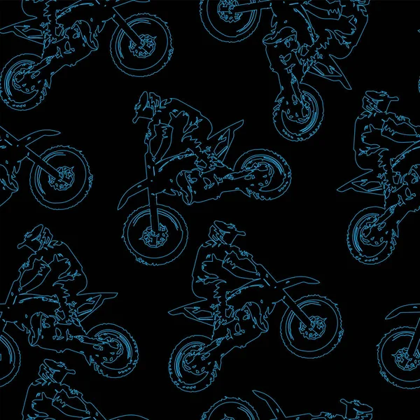 Patrón Sin Costuras Con Hombre Silueta Azul Motocicleta Sobre Fondo — Archivo Imágenes Vectoriales
