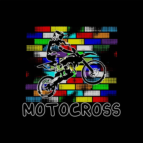 Vektor Illustration Med Motocross Färgglada Tegelstenar — Stock vektor