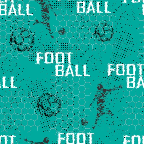 Soccer Nahtlose Grunge Muster Für Jungen Fußballer Text Ball Und — Stockvektor