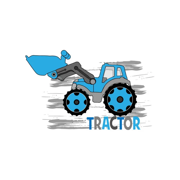 Ilustración Vectorial Con Dibujos Animados Tractor Azul — Vector de stock
