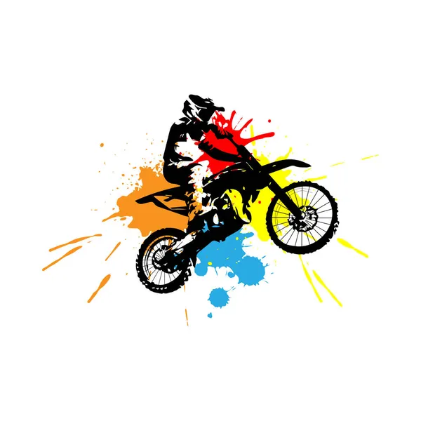 Desenhos de ilustração de motocross em cores sólidas