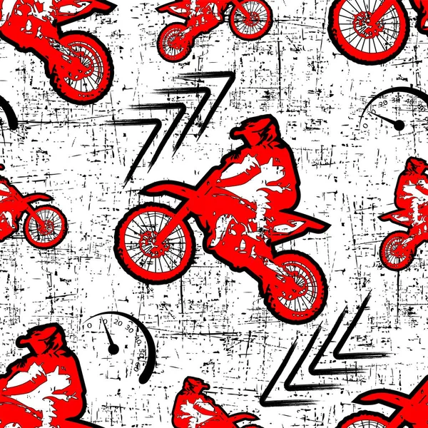 Auttern Extremo Abstracto Motocross Rojo Sobre Grunge Blanco Negro Para Vector de stock