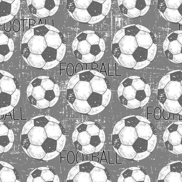 Fußball Mit Grunge Textur Und Fußballtext Nahtloses Muster Bei Jungen — Stockvektor