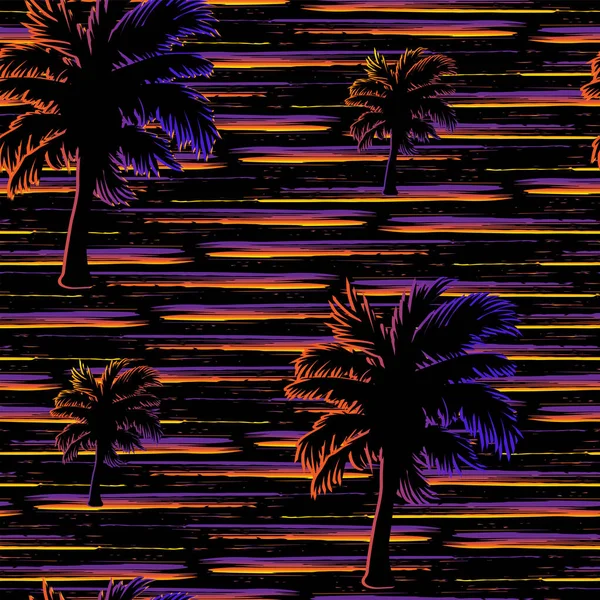 Palmiye Ağaçları Eğimli Çizgilerle Soyut Pürüzsüz Desen Yaz Tekstili Için — Stok Vektör