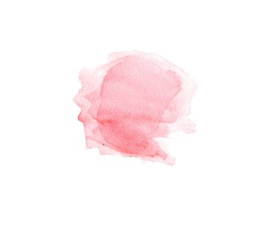 Beyaz izole arkaplanda suluboya lekesi. Pembe suluboya lekesi. Afişler, kartlar, davetiyeler için tasarım. Bir boya lekesi..