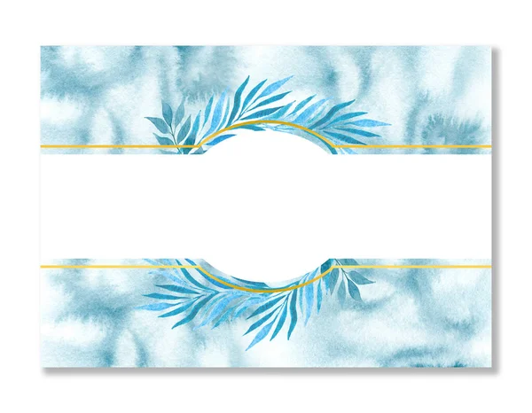 Manchas Molhadas Aquarela Azul Manchas Aquarela Cartão Aquarela Convite Branco — Fotografia de Stock