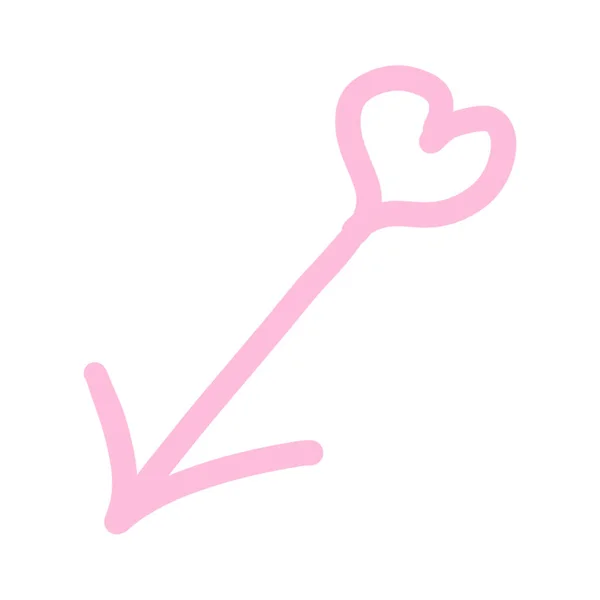 バレンタインデーのピンクの矢印。白で隔離された矢印アイコン. — ストック写真
