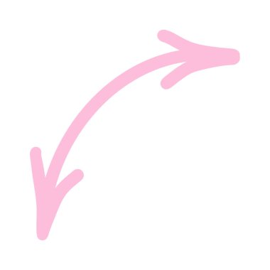 Pink rounded arrow for Valentines Day. Arrow icon isolated on white.
