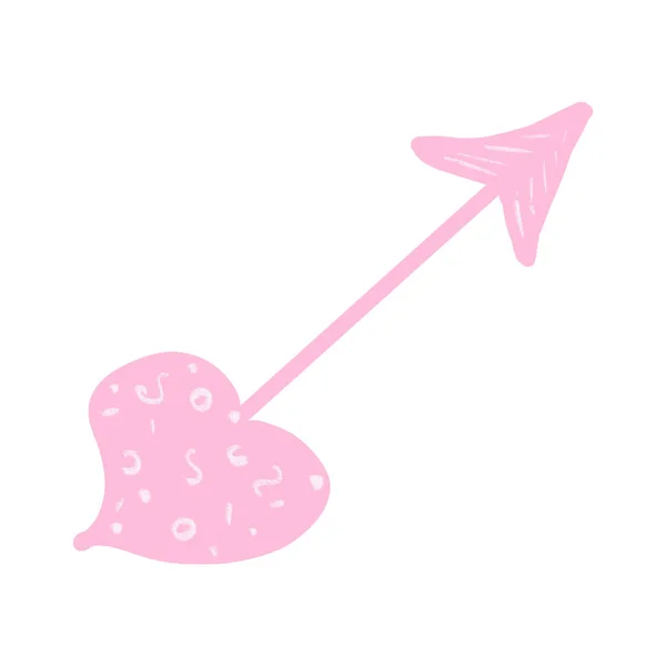 Pink arrow with heart for Valentines Day. Arrow icon isolated on white. — Φωτογραφία Αρχείου