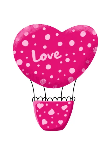 Semplice Palloncino Rosa Con Cesto Cuore Palloncino San Valentino Palloncino — Foto Stock