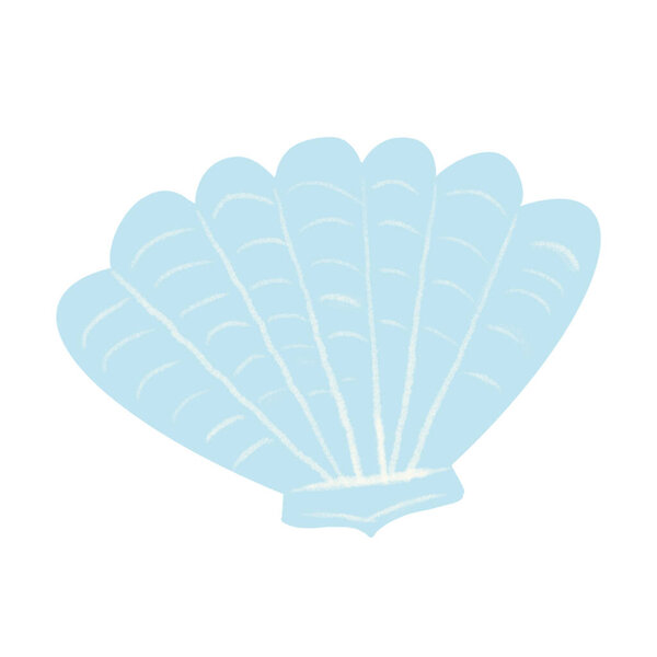 Морская раковина Иллюстрация синей морской раковины. Дизайн наклейки