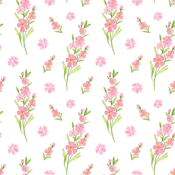 Watercolor Floral Background Watercolor Seamless Pattern Wildflowers Branch Flowers — Stock Photo, Image