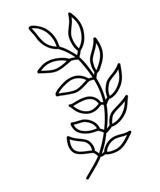 Vektör dalı simgesi. Ağaç dalı. Ağaç dalının ikonu, klip sanatı, karalama tarzı. El çizimi. Yapraklı Bitkinin Çiçek Dekoratif Şubesi. Laurel.