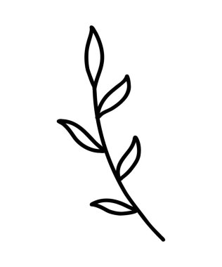 Vektör dalı simgesi. Ağaç dalı. Ağaç dalının ikonu, klip sanatı, karalama tarzı. El çizimi. Yapraklı Bitkinin Çiçek Dekoratif Şubesi. Laurel.