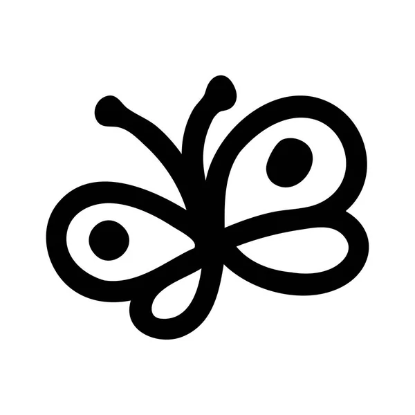 Motýl Hmyz Plochá Čára Kresby Stylu Čmáranice Roztomilý Motýl Můro — Stockový vektor
