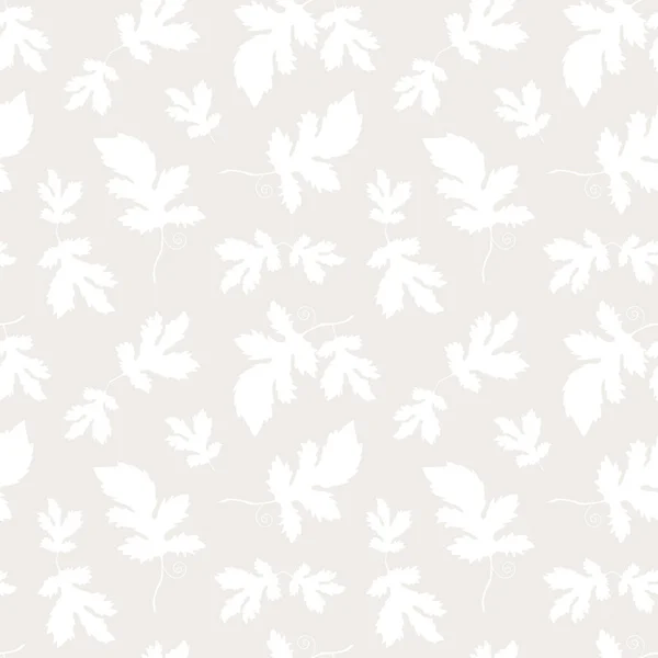 Virágos Háttér Zökkenőmentes Minta Fehér Szőlőlevelekkel Szürke Háttérrel Szőlőlevél Levélminta — Stock Fotó