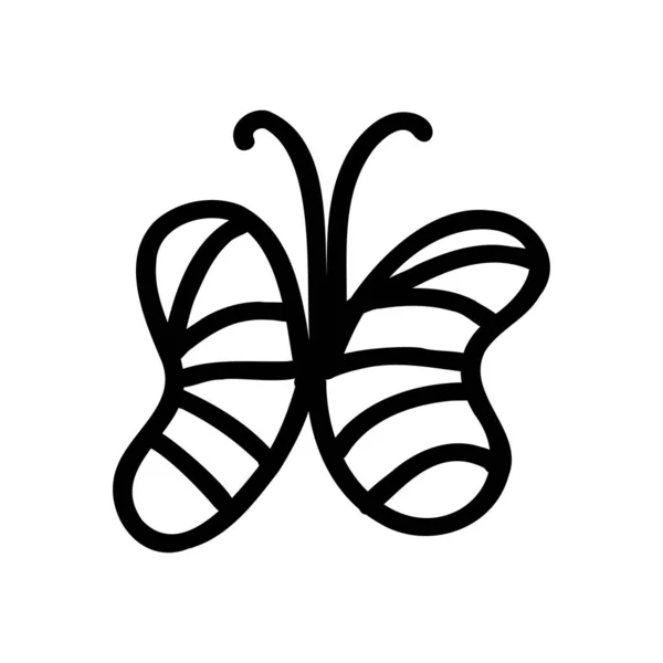 Motyl Owad Płaska Linia Ilustracja Sztuki Stylu Bazgrołów Słodki Motyl — Wektor stockowy