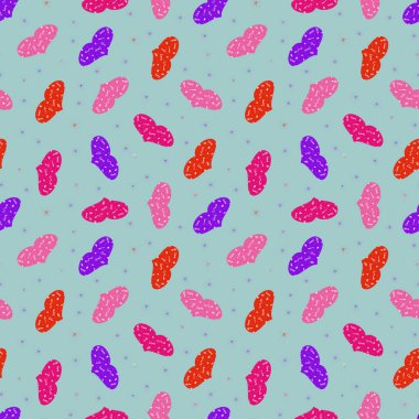 Simple seamless pattern with multicolored hearts. Valentines day background. Design for packaging, notebooks, planner and textiles. Pastel pink, yellow and violet hearts on a blue background.