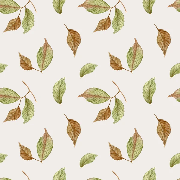 Autumn watercolor pattern with falling leaves. Design for cover, textile, stationery