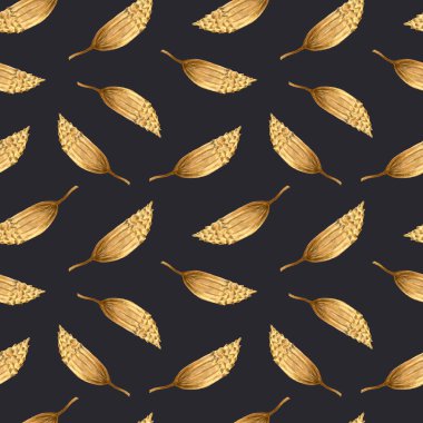 Autumn watercolor pattern with plants. Design for wrapping, magazine and textile