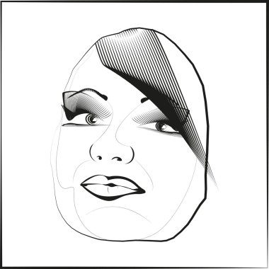 Anahat vektör gözleri dudakları yüz saç göz konuşabilerek kroki.