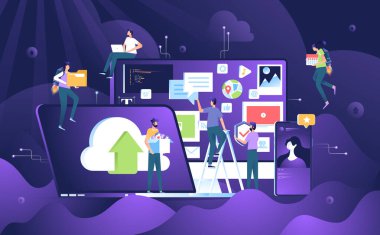 Bulut hesaplama servisi, birlikte çalışan bir grup insan.