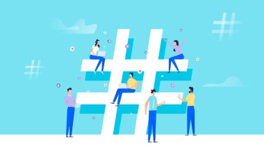 Hashtag sosyal medya konsept grubu