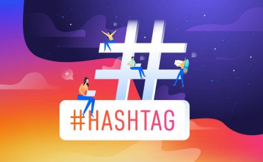 Hashtag sosyal medya konsept grubu