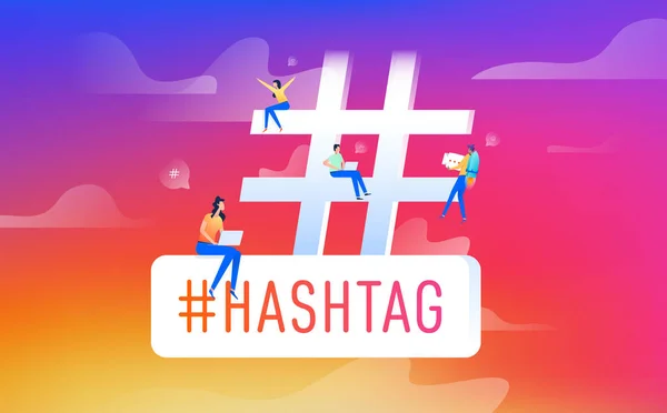 Hashtag social media concept group of people — Stock Vector