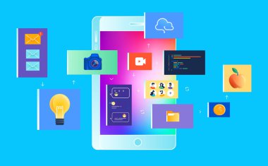 Sosyal medya uygulama simgeleriyle sosyal medya kavramı