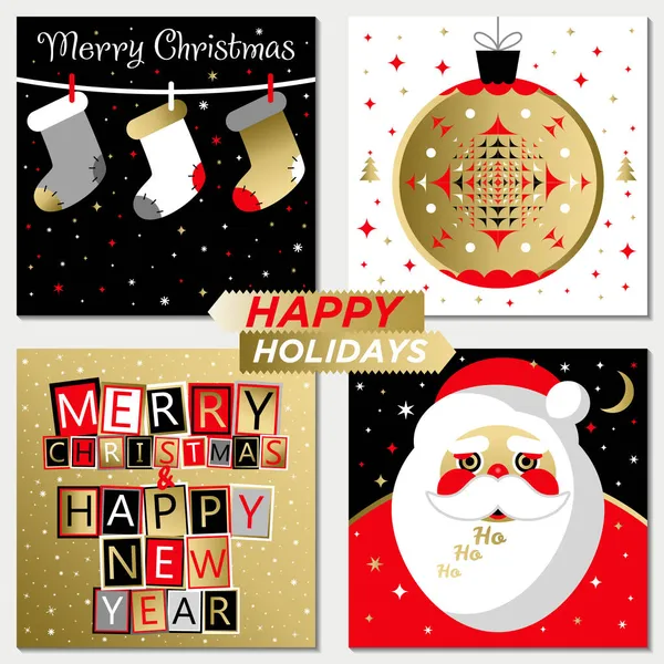 Christmas and Happy New Year greeting card — Stock Vector