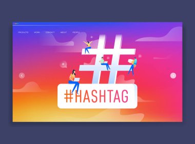 Hashtag sosyal medya konsept grubu